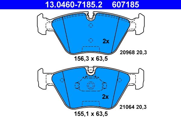 ATE 13.0460-7185.2 - Гальмівні колодки, дискові гальма autozip.com.ua