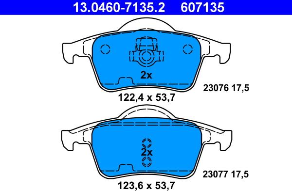 ATE 13.0460-7135.2 - Гальмівні колодки, дискові гальма autozip.com.ua