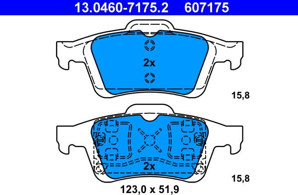 ATE 13.0460-7175.2 - Гальмівні колодки, дискові гальма autozip.com.ua