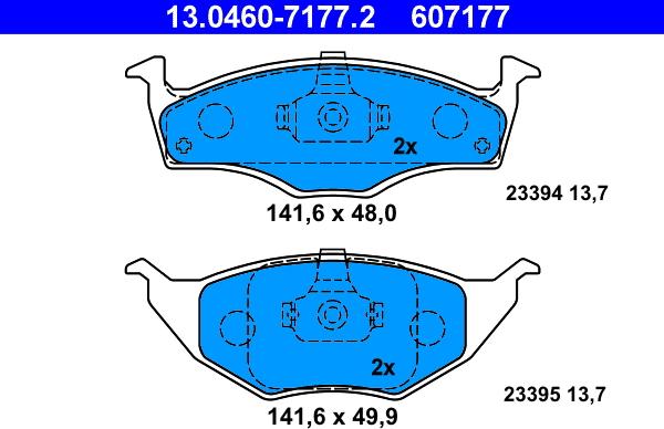 ATE 13.0460-7177.2 - Гальмівні колодки, дискові гальма autozip.com.ua