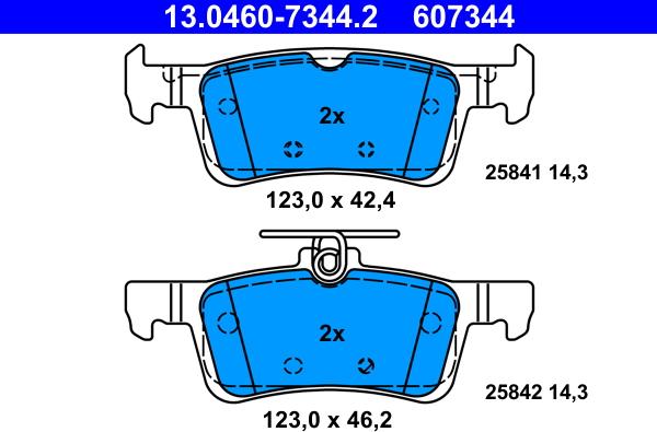 ATE 13.0460-7344.2 - Гальмівні колодки, дискові гальма autozip.com.ua