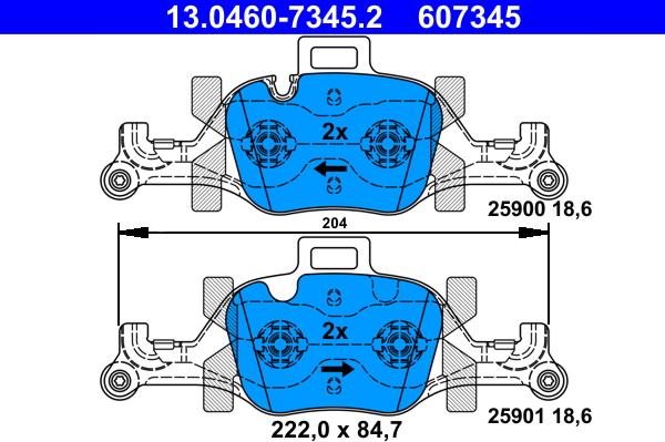ATE 13.0460-7345.2 - Гальмівні колодки, дискові гальма autozip.com.ua