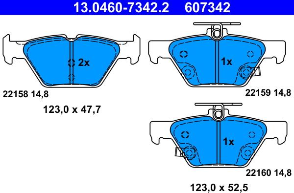 ATE 13.0460-7342.2 - Гальмівні колодки, дискові гальма autozip.com.ua