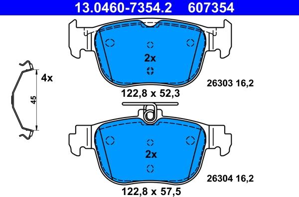 ATE 13.0460-7354.2 - Гальмівні колодки, дискові гальма autozip.com.ua