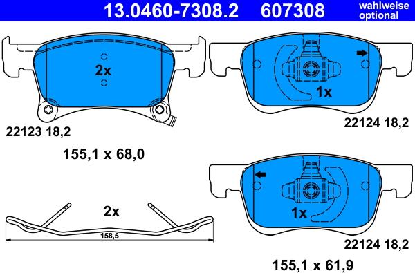 ATE 13.0460-7308.2 - Гальмівні колодки, дискові гальма autozip.com.ua