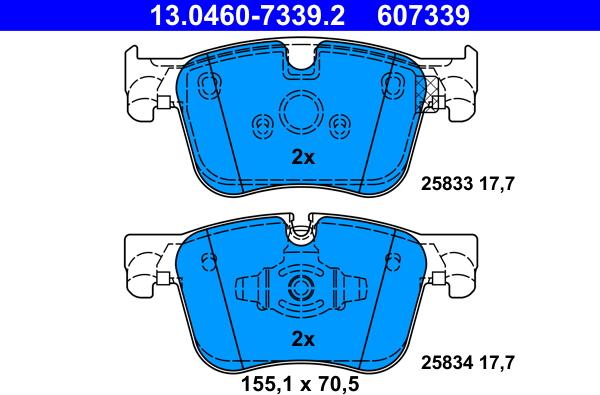 ATE 13.0460-7339.2 - Гальмівні колодки, дискові гальма autozip.com.ua