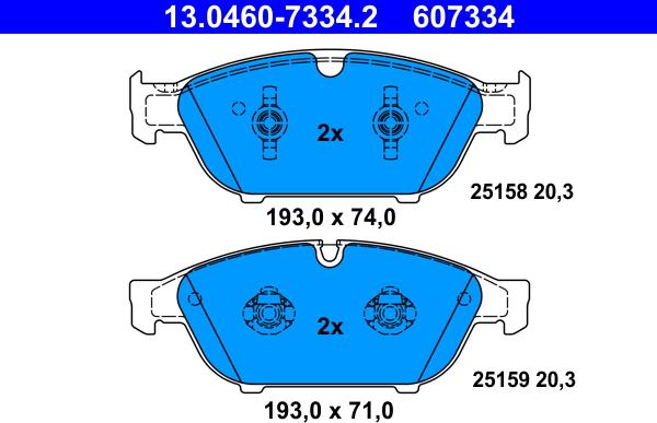 ATE 13.0460-7334.2 - Гальмівні колодки, дискові гальма autozip.com.ua