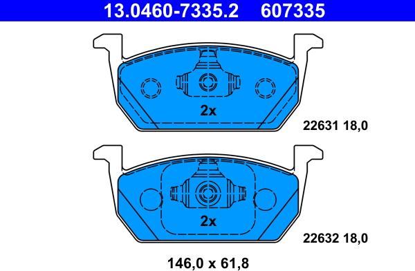 ATE 13.0460-7335.2 - Гальмівні колодки, дискові гальма autozip.com.ua