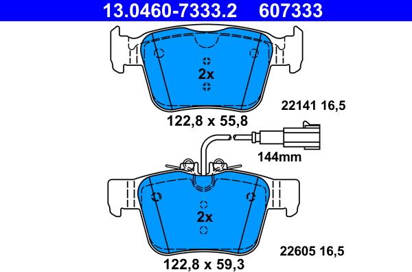 ATE 13.0460-7333.2 - Гальмівні колодки, дискові гальма autozip.com.ua