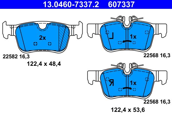 ATE 13.0460-7337.2 - Гальмівні колодки, дискові гальма autozip.com.ua