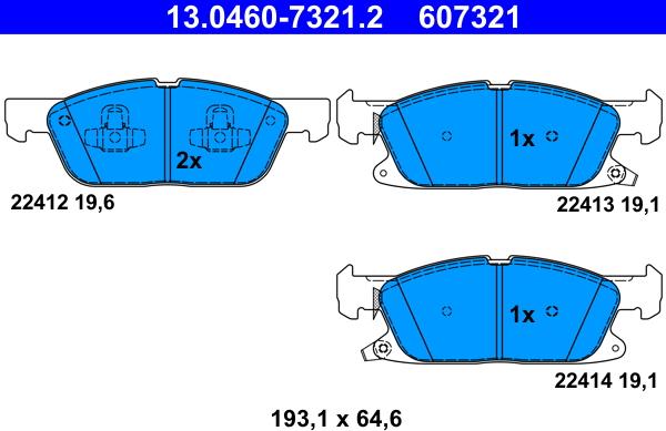 ATE 13.0460-7321.2 - Гальмівні колодки, дискові гальма autozip.com.ua