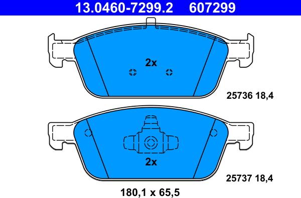 ATE 13.0460-7299.2 - Гальмівні колодки, дискові гальма autozip.com.ua