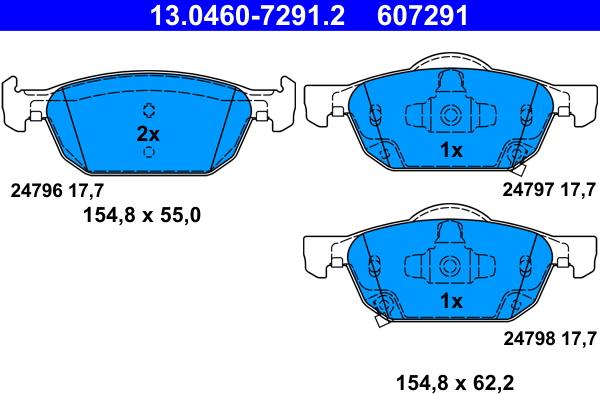 ATE 13.0460-7291.2 - Гальмівні колодки, дискові гальма autozip.com.ua