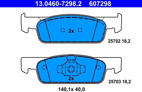 ATE 13.0460-7298.2 - Гальмівні колодки, дискові гальма autozip.com.ua