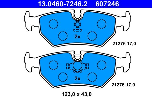 ATE 13.0460-7246.2 - Гальмівні колодки, дискові гальма autozip.com.ua