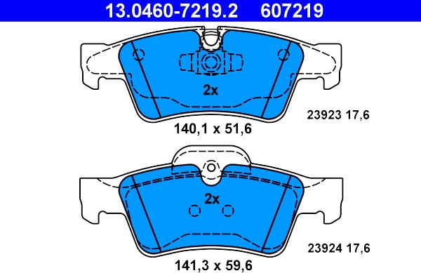 ATE 13.0460-7219.2 - Гальмівні колодки, дискові гальма autozip.com.ua