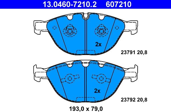 ATE 13.0460-7210.2 - Гальмівні колодки, дискові гальма autozip.com.ua