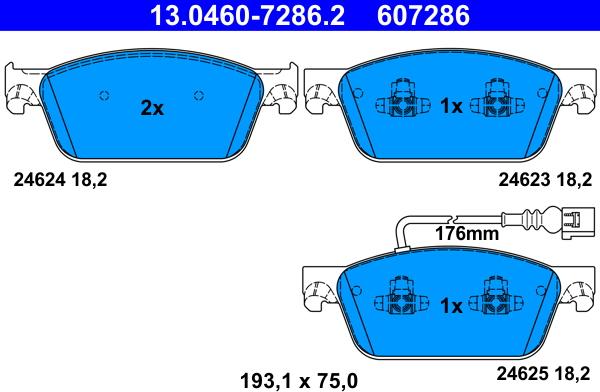ATE 13.0460-7286.2 - Гальмівні колодки, дискові гальма autozip.com.ua