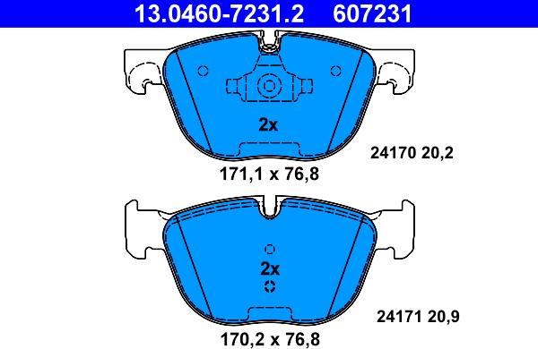 ATE 13.0460-7231.2 - Гальмівні колодки, дискові гальма autozip.com.ua