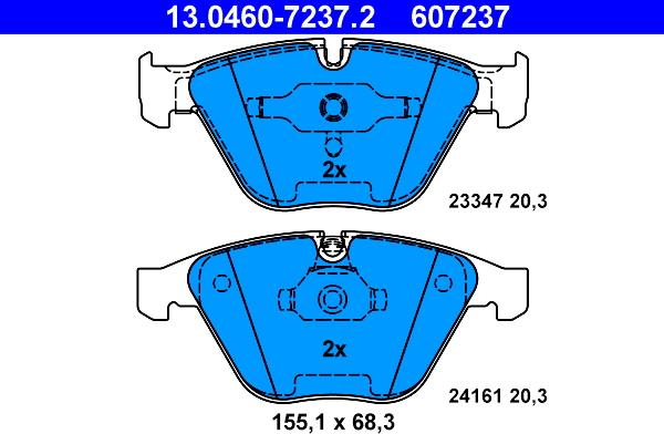 ATE 13.0460-7237.2 - Гальмівні колодки, дискові гальма autozip.com.ua