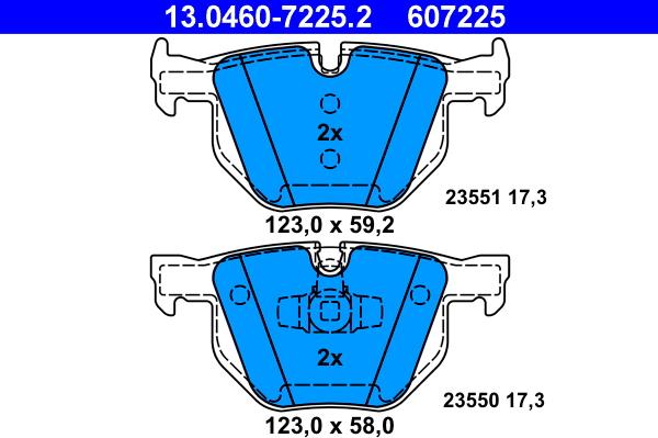 ATE 13.0460-7225.2 - Гальмівні колодки, дискові гальма autozip.com.ua