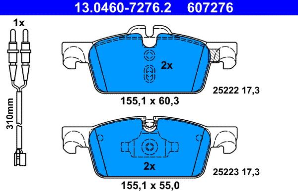 ATE 13.0460-7276.2 - Гальмівні колодки, дискові гальма autozip.com.ua