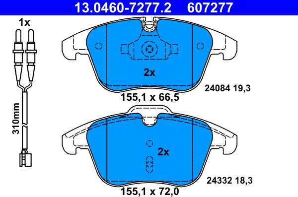 ATE 13.0460-7277.2 - Гальмівні колодки, дискові гальма autozip.com.ua