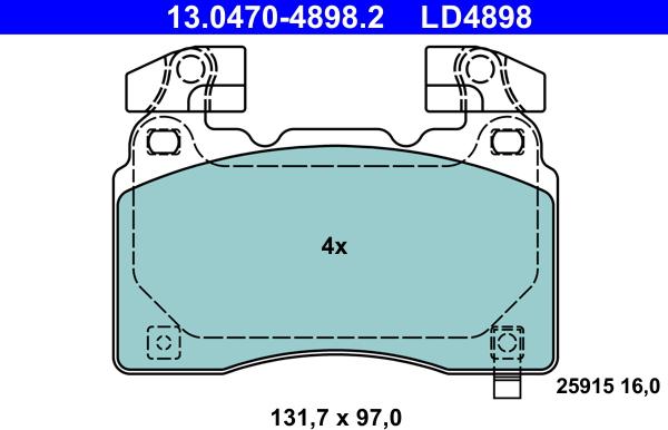 ATE 13.0470-4898.2 - Гальмівні колодки, дискові гальма autozip.com.ua