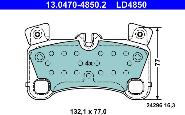 ATE 13.0470-4850.2 - Гальмівні колодки, дискові гальма autozip.com.ua