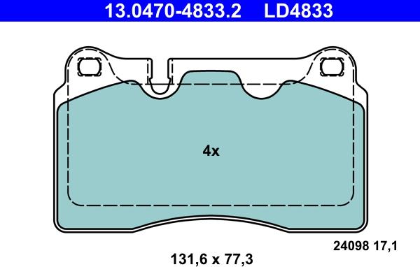 ATE 13.0470-4833.2 - Гальмівні колодки, дискові гальма autozip.com.ua