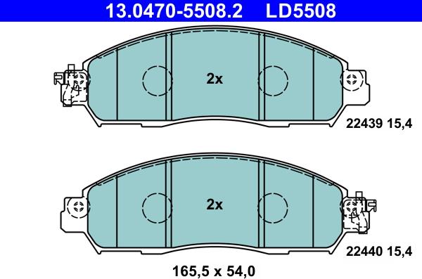 ATE 13.0470-5508.2 - Гальмівні колодки, дискові гальма autozip.com.ua