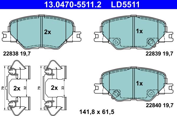 ATE 13.0470-5511.2 - Гальмівні колодки, дискові гальма autozip.com.ua