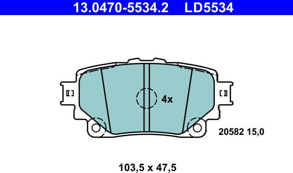 ATE 13.0470-5534.2 - Гальмівні колодки, дискові гальма autozip.com.ua