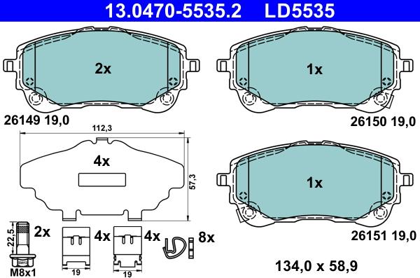 ATE 13.0470-5535.2 - Гальмівні колодки, дискові гальма autozip.com.ua