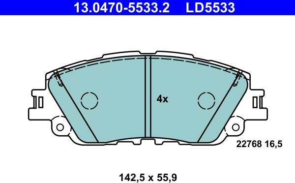 ATE 13.0470-5533.2 - Гальмівні колодки, дискові гальма autozip.com.ua