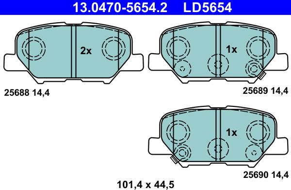 ATE 13.0470-5654.2 - Гальмівні колодки, дискові гальма autozip.com.ua