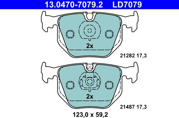 ATE 13.0470-7079.2 - Гальмівні колодки, дискові гальма autozip.com.ua