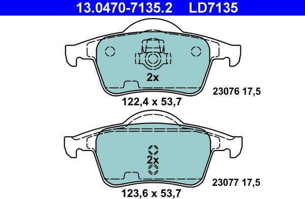 ATE 13.0470-7135.2 - Гальмівні колодки, дискові гальма autozip.com.ua