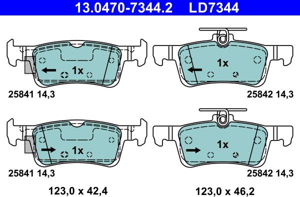 ATE 13.0470-7344.2 - Гальмівні колодки, дискові гальма autozip.com.ua