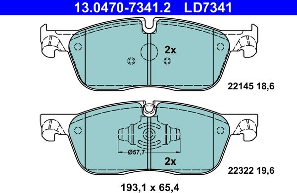 ATE 13.0470-7341.2 - Гальмівні колодки, дискові гальма autozip.com.ua