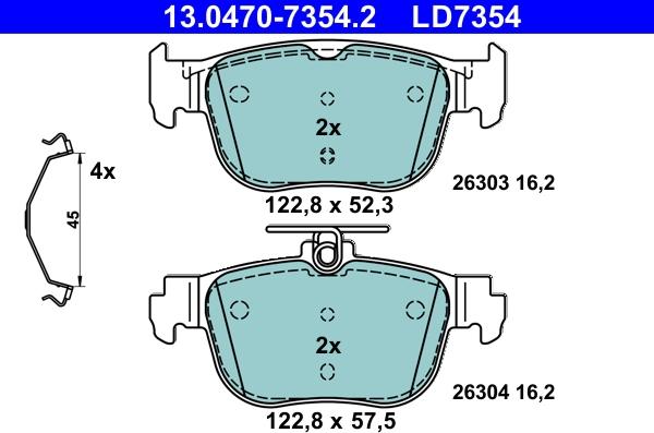 ATE 13.0470-7354.2 - Гальмівні колодки, дискові гальма autozip.com.ua