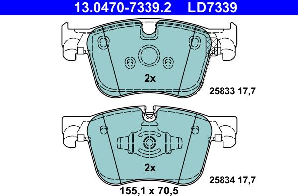 ATE 13.0470-7339.2 - Гальмівні колодки, дискові гальма autozip.com.ua