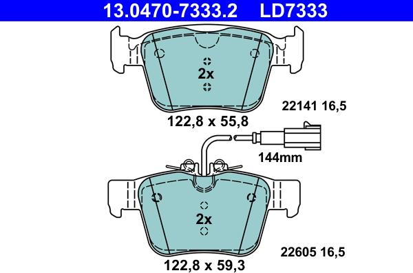 ATE 13.0470-7333.2 - Гальмівні колодки, дискові гальма autozip.com.ua