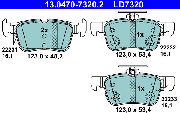 ATE 13.0470-7320.2 - Гальмівні колодки, дискові гальма autozip.com.ua