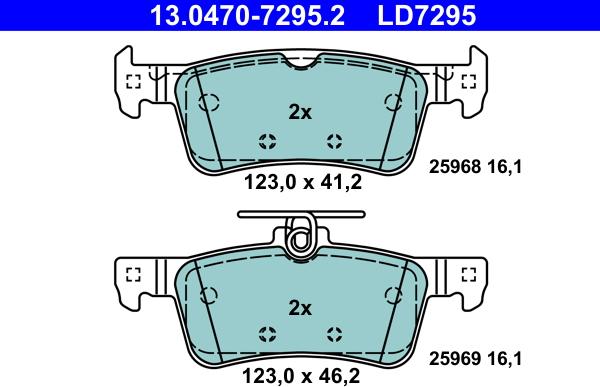 ATE 13.0470-7295.2 - Гальмівні колодки, дискові гальма autozip.com.ua