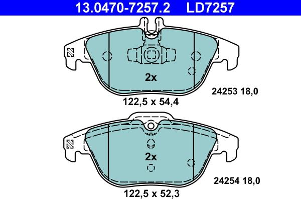 ATE 13.0470-7257.2 - Гальмівні колодки, дискові гальма autozip.com.ua