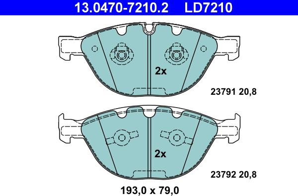 ATE 13.0470-7210.2 - Гальмівні колодки, дискові гальма autozip.com.ua