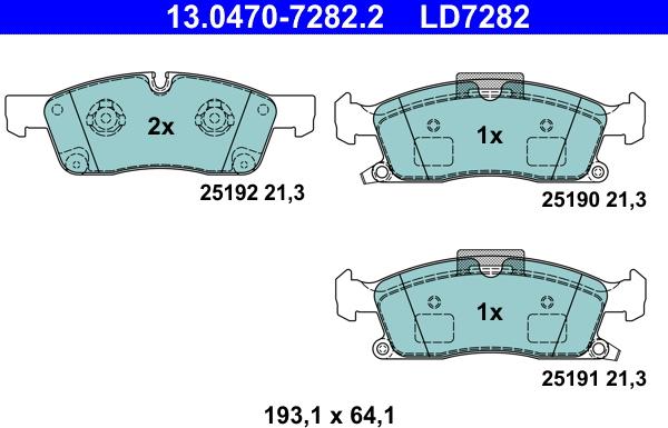 ATE 13.0470-7282.2 - Гальмівні колодки, дискові гальма autozip.com.ua