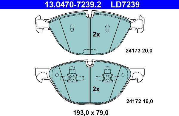 ATE 13.0470-7239.2 - Гальмівні колодки, дискові гальма autozip.com.ua