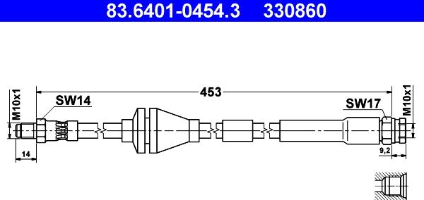 ATE 83.6401-0454.3 - Гальмівний шланг autozip.com.ua